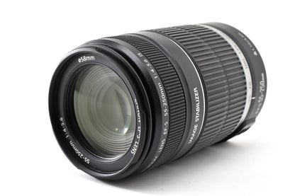 良品 Canon キヤノン EF-S 55-250mm F4-5.6 IS AFレンズ EFマウント APS-C フード付 260930c