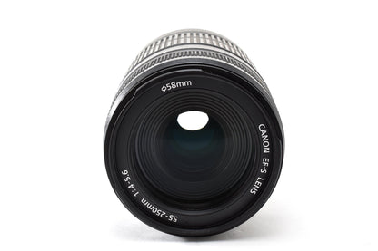 良品 Canon キヤノン EF-S 55-250mm F4-5.6 IS AFレンズ EFマウント APS-C フード付 260930c