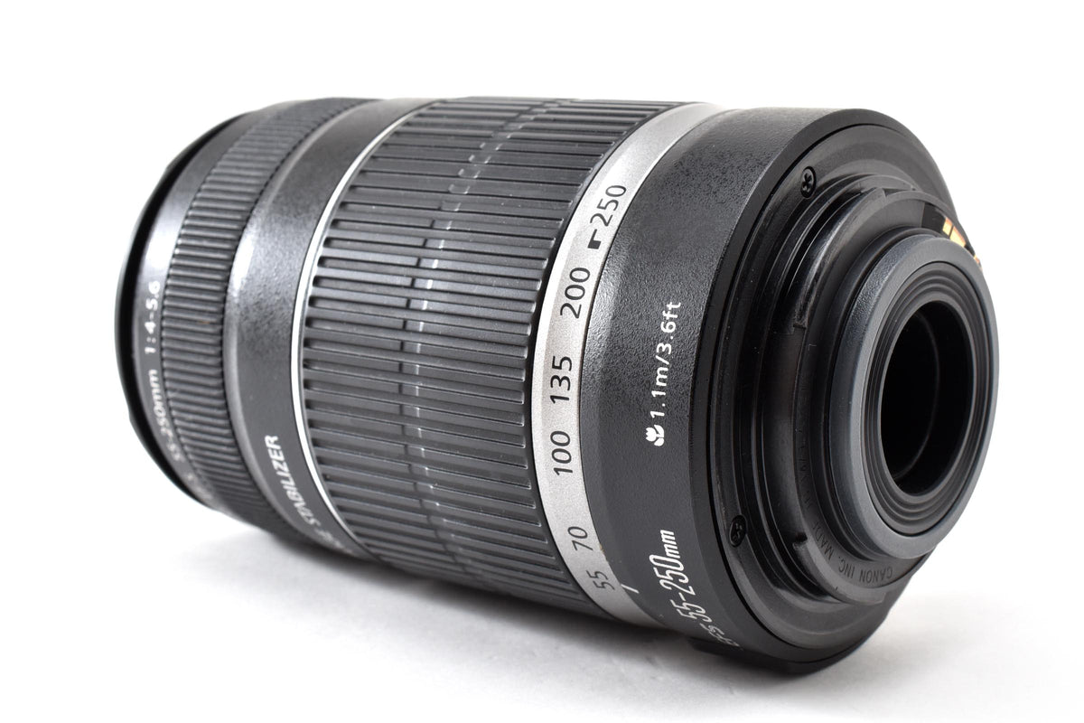 良品 Canon キヤノン EF-S 55-250mm F4-5.6 IS AFレンズ EFマウント APS-C フード付 260930c