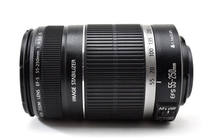 良品 Canon キヤノン EF-S 55-250mm F4-5.6 IS AFレンズ EFマウント APS-C フード付 260930c