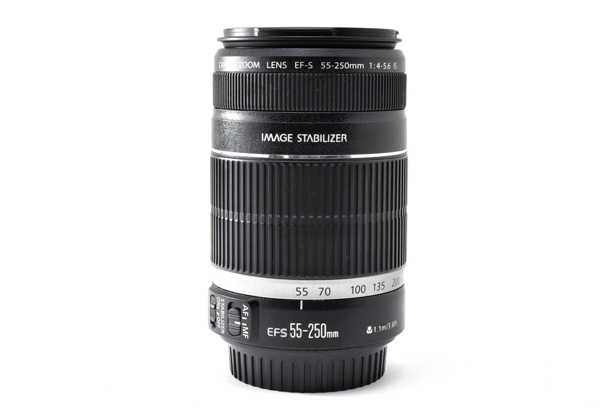良品 Canon キヤノン EF-S 55-250mm F4-5.6 IS AFレンズ EFマウント APS-C フード付 260930c
