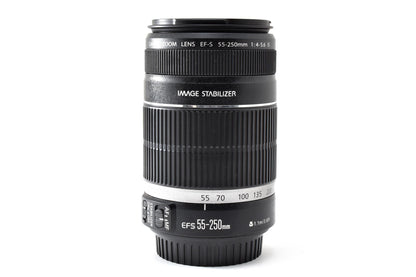 良品 Canon キヤノン EF-S 55-250mm F4-5.6 IS AFレンズ EFマウント APS-C フード付 260930c