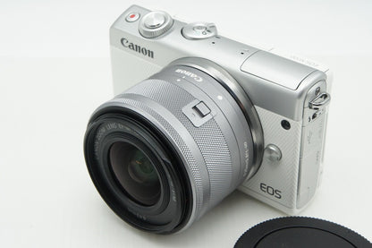 美品 Canon キヤノン EOS M100 ボディ + EF-M 15-45mm IS STM レンズキット ミラーレス一眼カメラ ホワイト 260205ag