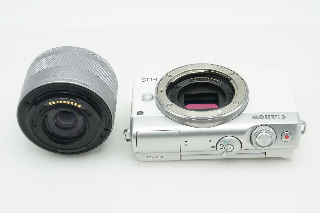美品 Canon キヤノン EOS M100 ボディ + EF-M 15-45mm IS STM レンズキット ミラーレス一眼カメラ ホワイト 260205ag