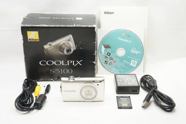 良品 Nikon ニコン COOLPIX S5100 コンパクトデジタルカメラ ウォームシルバー 元箱付 240205a