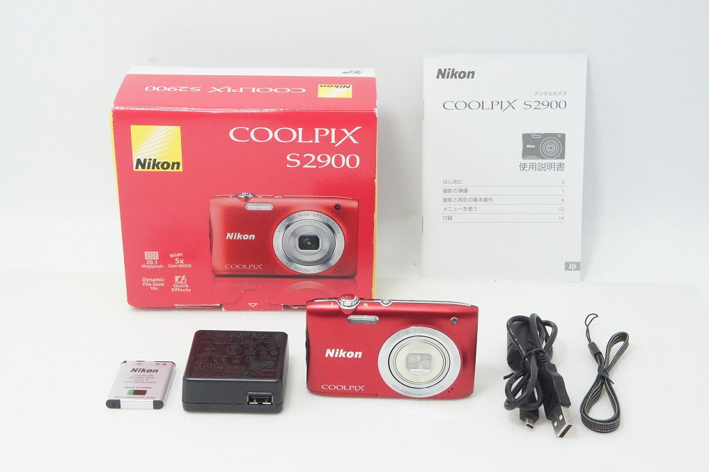 美品 Nikon ニコン COOLPIX S2900 コンパクトデジタルカメラ レッド 元箱付 260824d