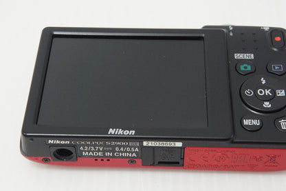 美品 Nikon ニコン COOLPIX S2900 コンパクトデジタルカメラ レッド 元箱付 260824d