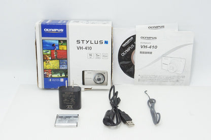 良品 OLYMPUS オリンパス STYLUS VH-410 コンパクトデジタルカメラ シルバー 元箱付 260512g