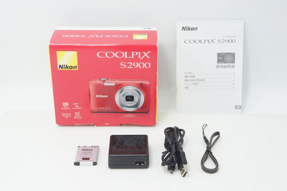 美品 Nikon ニコン COOLPIX S2900 コンパクトデジタルカメラ レッド 元箱付 260824d