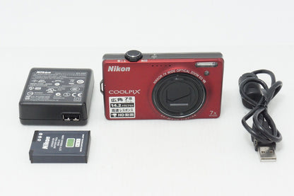 Good condition Nikon COOLPIX S6000 Compact Digital Camera Flash Red 260513r