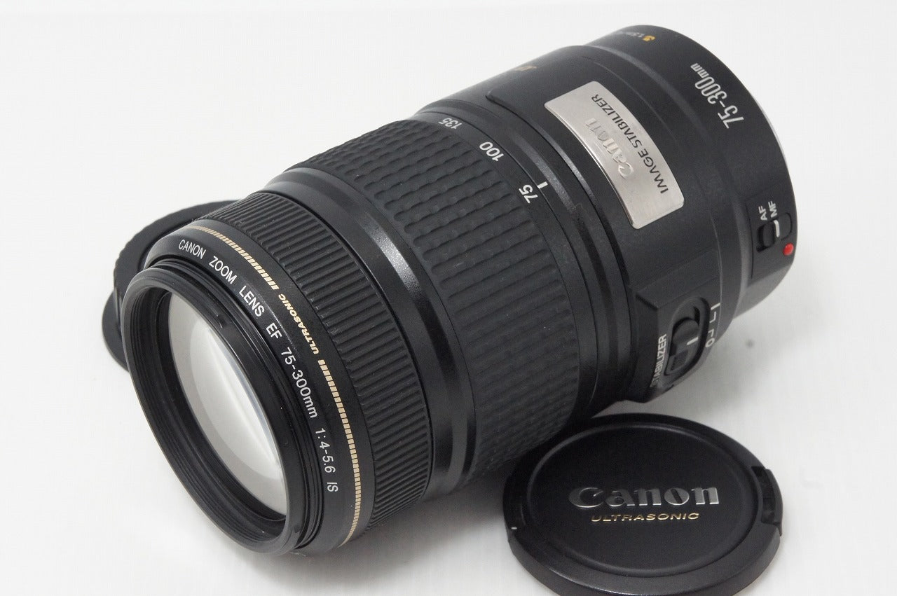 良品 Canon キヤノン EF 75-300mm F4-5.6 IS USM フルサイズ ズームレンズ ポーチ付 260514h