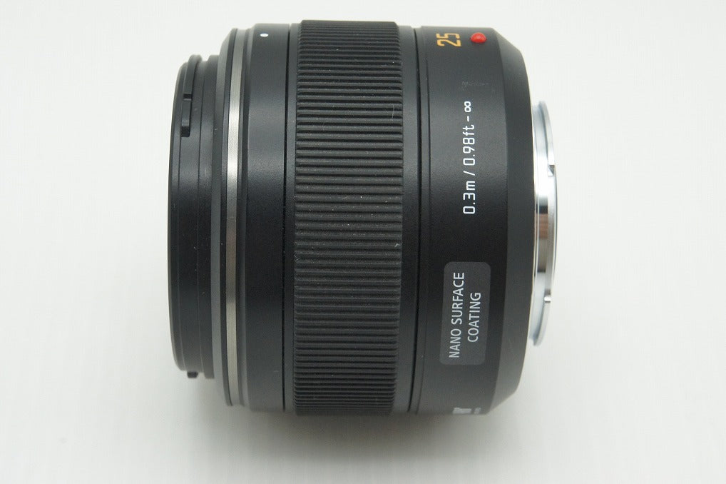 美品 Panasonic LEICA DG SUMMILUX 25mm F1.4 ASPH. H-X025 マイクロフォーサーズ 単焦点レンズ フード付 260209p