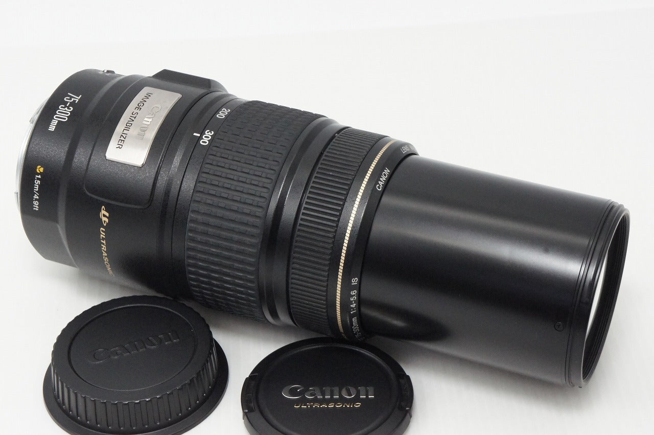良品 Canon キヤノン EF 75-300mm F4-5.6 IS USM フルサイズ ズームレンズ ポーチ付 260514h