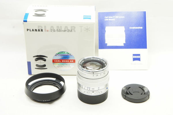 新品級 Carl Zeiss Planar T* 50mm F2 ZM Leica Mマウント MF 別売純正メタルフード 元箱付 241220d