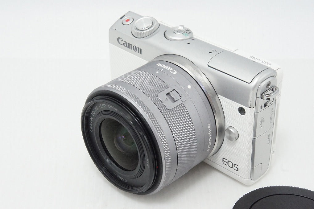 良品 Canon キヤノン EOS M100 ボディ + EF-M 15-45mm IS STM レンズキット ミラーレス一眼カメラ ホワイト 260515s