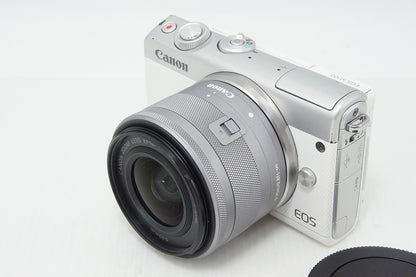 良品 Canon キヤノン EOS M100 ボディ + EF-M 15-45mm IS STM レンズキット ミラーレス一眼カメラ ホワイト 260515s