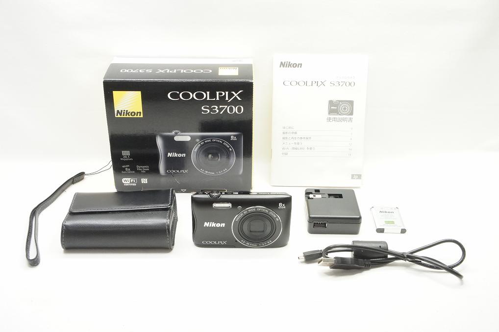 美品 Nikon ニコン COOLPIX S3700 コンパクトデジタルカメラ ブラック 元箱付 240907ac