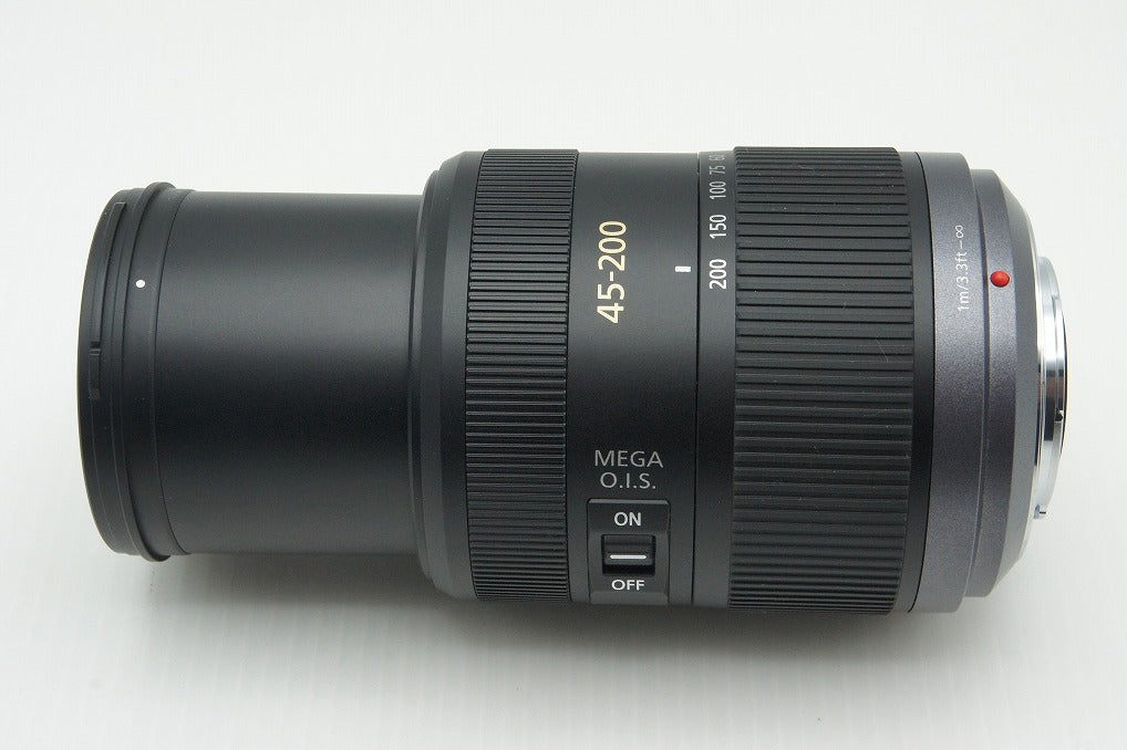 美品 Panasonic LUMIX G VARIO 45-200mm F4-5.6 MEGA O.I.S. H-FS045200 マイクロフォーサーズ フード付 260210l