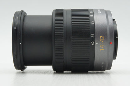 良品 Panasonic LUMIX G VARIO 14-42mm F3.5-5.6 ASPH. MEGA O.I.S H-FS014042 マイクロフォーサーズ フード付 260210k