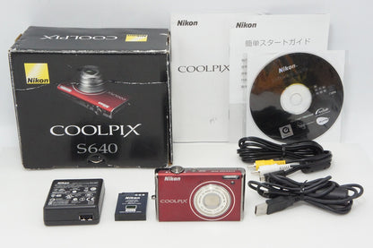 良品 Nikon ニコン COOLPIX S640 コンパクトデジタルカメラ プライムレッド 元箱付 260521i