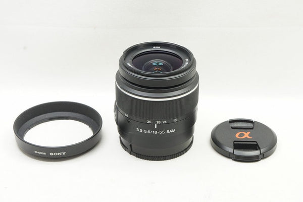 美品 SONY ソニー DT 18-55mm F3.5-5.6 SAM SAL1855 MINOLTA αマウント APS-C フード付 250307i