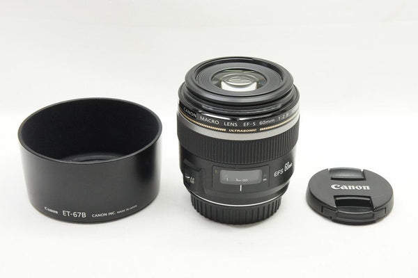 良品 Canon キヤノン EF-S 60mm F2.8 MACRO USM マクロ 単焦点レンズ フード付 240913q