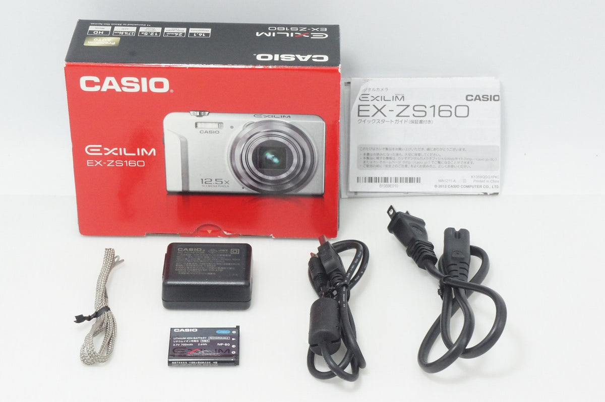 美品 CASIO カシオ EXILIM EX-ZS160 コンパクトデジタルカメラ シルバー 元箱付 260902k
