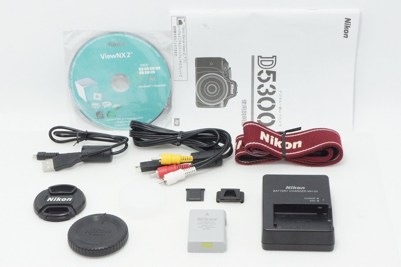 美品 Nikon ニコン D5300 ボディ + AF-S DX 18-55mm VR II レンズキット デジタル一眼レフカメラ レッド 260525ab