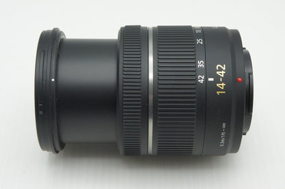 美品 Panasonic LUMIX G VARIO 14-42mm F3.5-5.6 ASPH. MEGA O.I.S H-FS014042 マイクロフォーサーズ 260219h