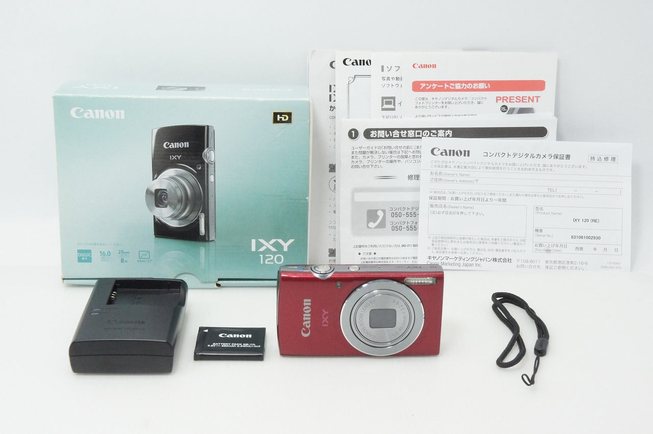 美品 Canon キヤノン IXY 120 コンパクトデジタルカメラ レッド 元箱付 260319v