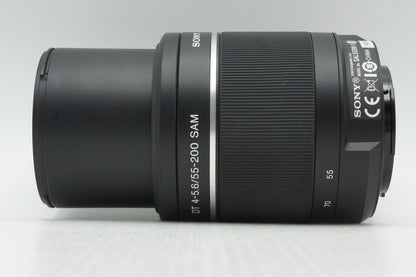 美品 SONY ソニー DT 55-200mm F4-5.6 SAM SAL55200-2 MINOLTA ミノルタ αマウント ズームレンズ フード付 260219r