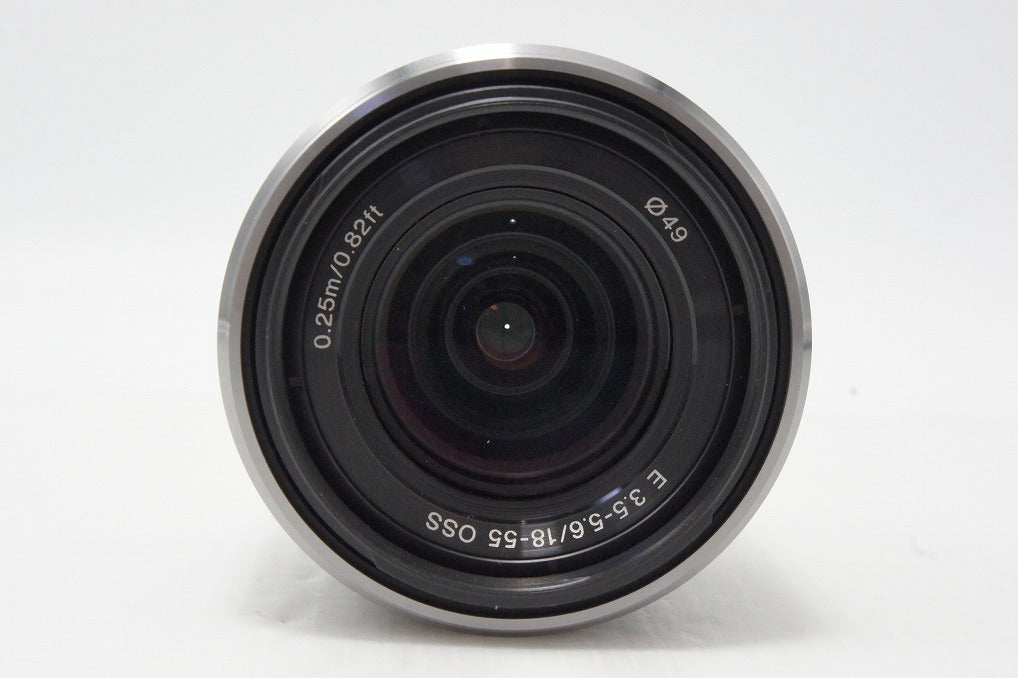 美品 SONY ソニー E 18-55mm F3.5-5.6 OSS SEL1855 シルバー Ｅマウント APS-C ズームレンズ フード付 260527be