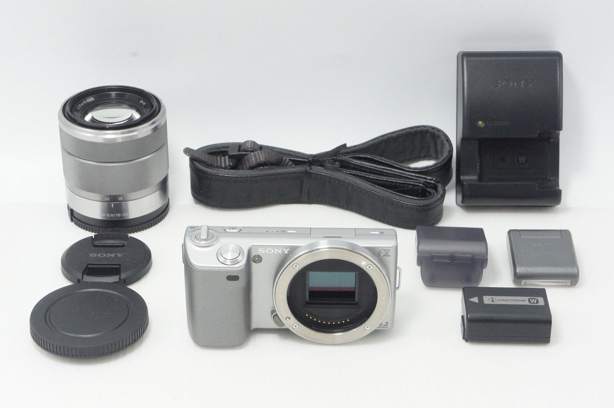 良品 SONY ソニー NEX-5 ズームレンズキット（ E 18-55mm OSS）ミラーレス一眼カメラ シルバー 260909k