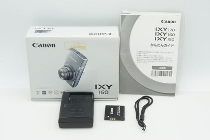 美品 Canon キヤノン IXY 160 コンパクトデジタルカメラ シルバー 元箱付 260221t