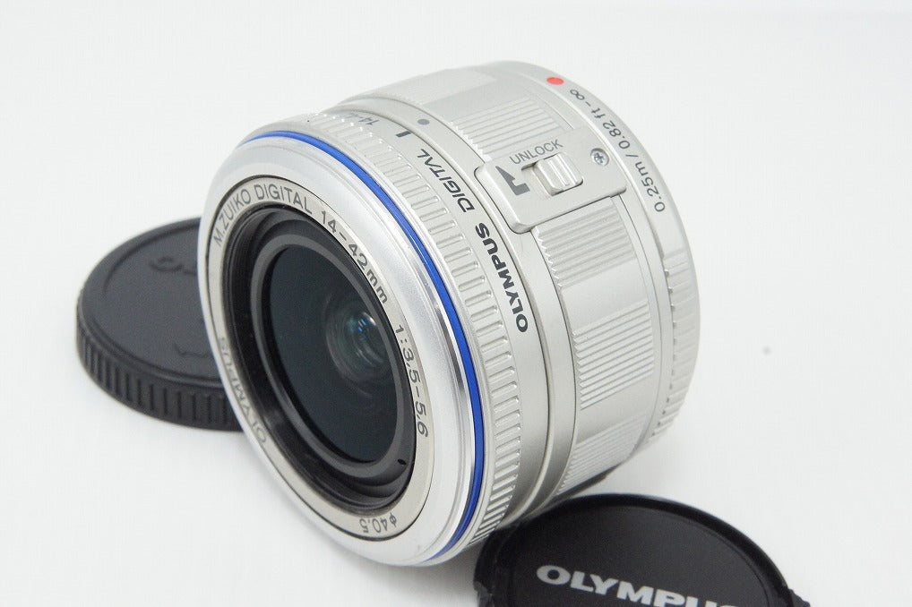 美品 OLYMPUS オリンパス M.ZUIKO DIGITAL ED 14-42mm F3.5-5.6 L マイクロフォーサーズ シルバー ズームレンズ 260401t