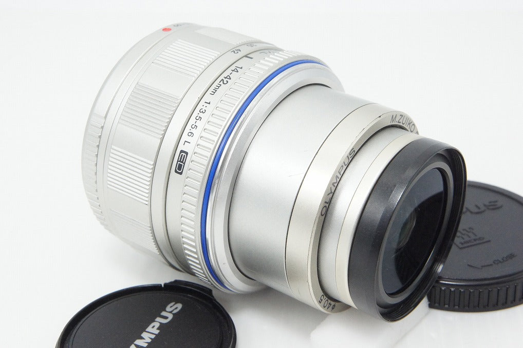 美品 OLYMPUS オリンパス M.ZUIKO DIGITAL ED 14-42mm F3.5-5.6 L マイクロフォーサーズ シルバー ズームレンズ 260401t