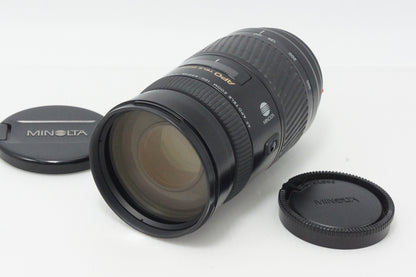 良品 MINOLTA AF APO TELE ZOOM 100-400mm F4.5-6.7 SONY αマウント フルサイズ ズームレンズ フード付 260602b