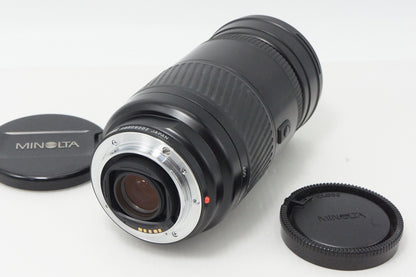 良品 MINOLTA AF APO TELE ZOOM 100-400mm F4.5-6.7 SONY αマウント フルサイズ ズームレンズ フード付 260602b