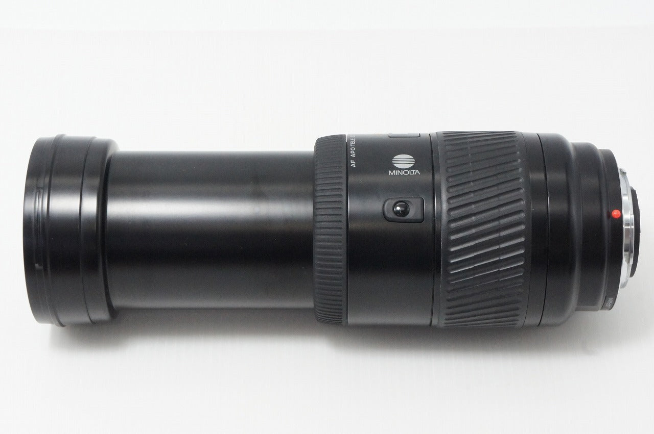 良品 MINOLTA AF APO TELE ZOOM 100-400mm F4.5-6.7 SONY αマウント フルサイズ ズームレンズ フード付 260602b