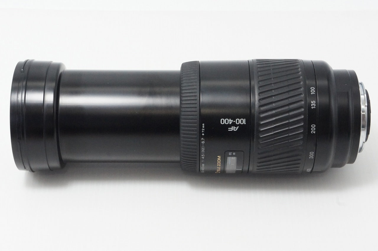 良品 MINOLTA AF APO TELE ZOOM 100-400mm F4.5-6.7 SONY αマウント フルサイズ ズームレンズ フード付 260602b