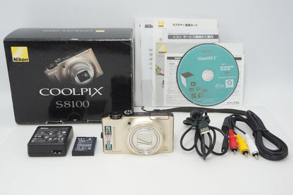 良品 Nikon ニコン COOLPIX S8100 コンパクトデジタルカメラ プレシャスゴールド 元箱付 260403v