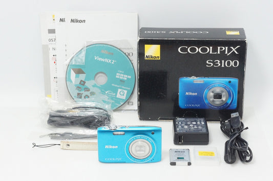 良品 Nikon ニコン COOLPIX S3100 コンパクトデジタルカメラ カジュアルブルー 元箱付 260916m