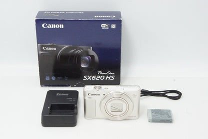 Excellent Canon PowerShot SX620 HS Compact Digital Camera White with Original Box 260603a
