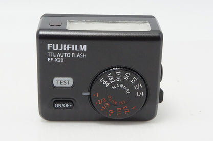 美品 FUJIFILM フジフィルム EF-X20 クリップオンフラッシュ ポーチ 三脚ネジアダプター付 260603ba