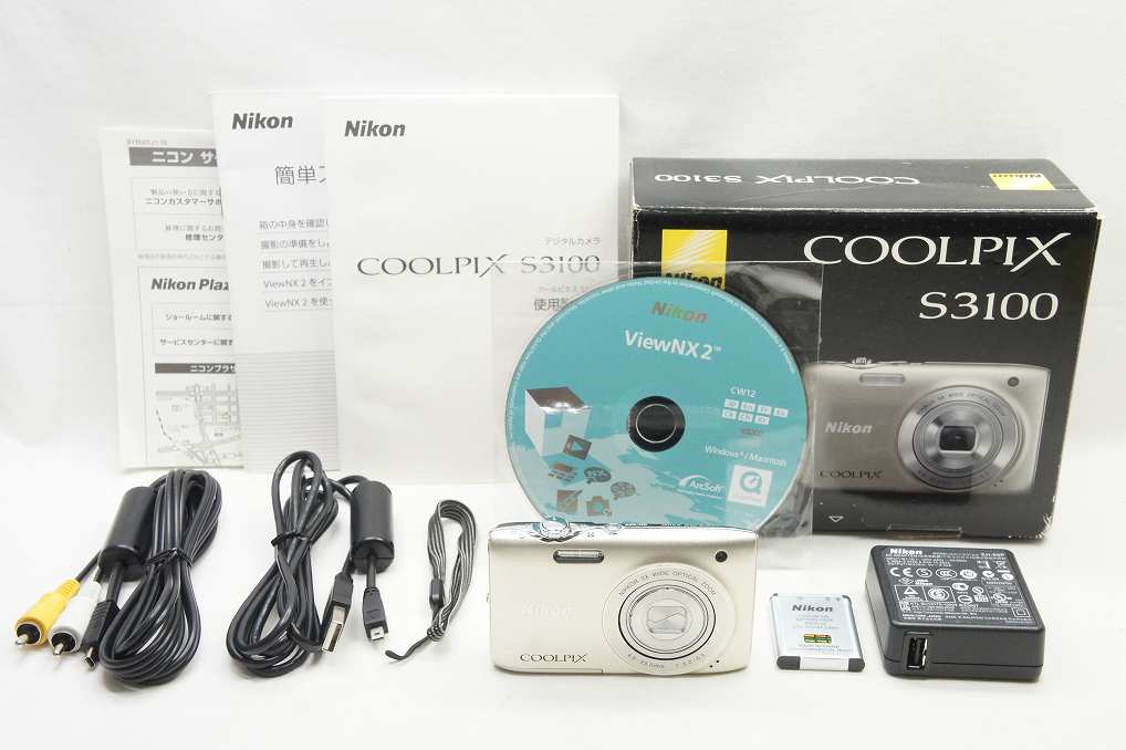 訳あり品 Nikon ニコン COOLPIX S3100 コンパクトデジタルカメラ シャンパンシルバー 元箱付 250621h