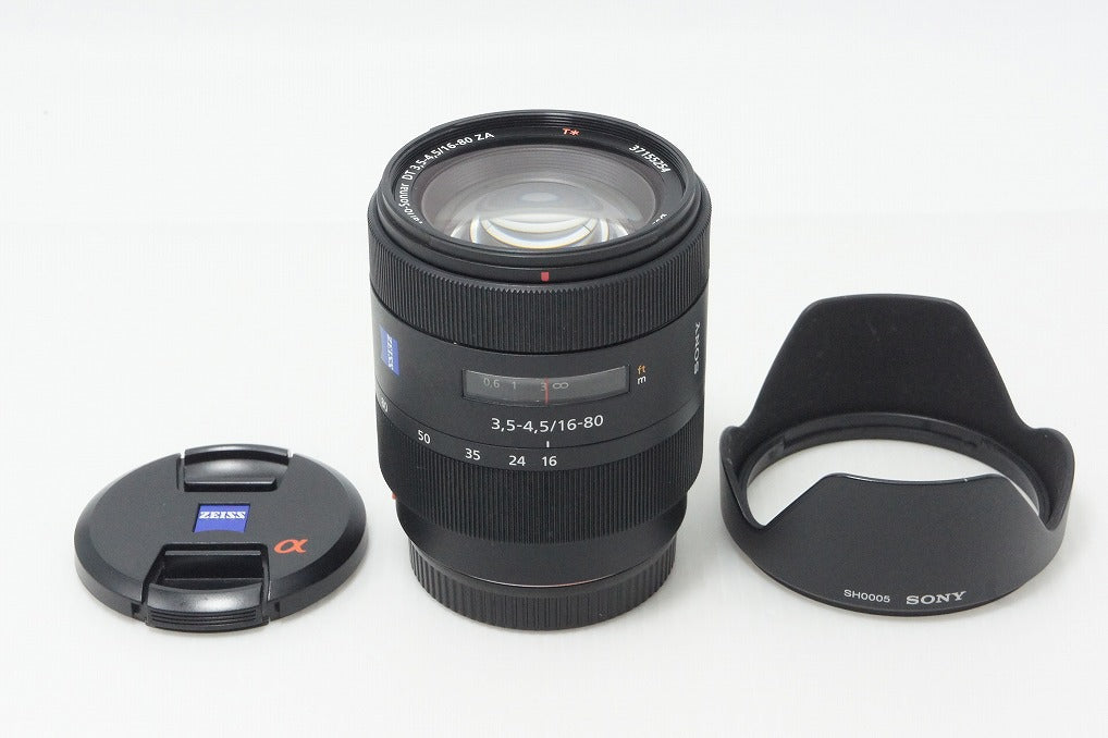 Excellent SONY Vario-Sonnar T* DT 16-80mm F3.5-4.5 ZA SAL1680Z MINOLTA α mount APS-C zoom lens with hood 260605f