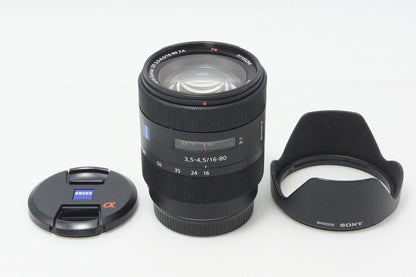 Excellent SONY Vario-Sonnar T* DT 16-80mm F3.5-4.5 ZA SAL1680Z MINOLTA α mount APS-C zoom lens with hood 260605f