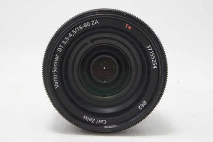 Excellent SONY Vario-Sonnar T* DT 16-80mm F3.5-4.5 ZA SAL1680Z MINOLTA α mount APS-C zoom lens with hood 260605f