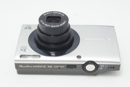 美品 Canon キヤノン PowerShot A3400 IS コンパクトデジタルカメラ シルバー 260928d