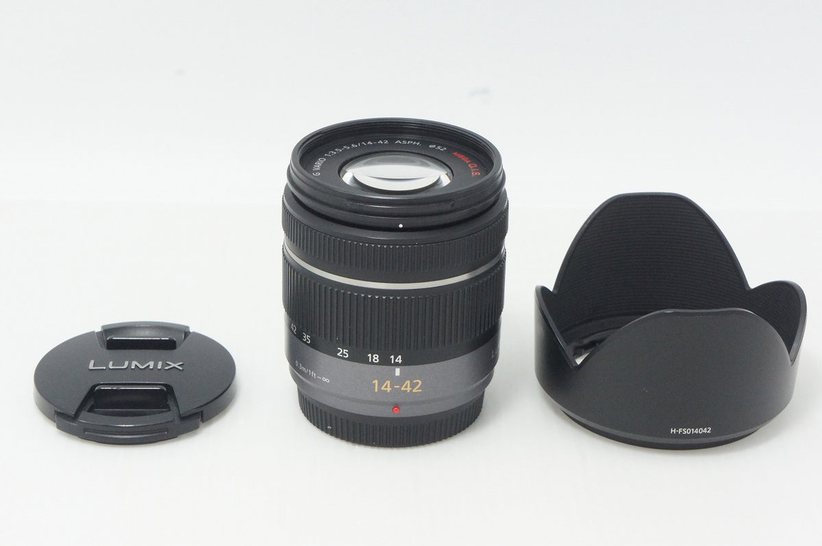 良品 Panasonic LUMIX G VARIO 14-42mm F3.5-5.6 ASPH. MEGA O.I.S. H-FS014042 AFレンズ マイクロフォーサーズ フード付 260928v